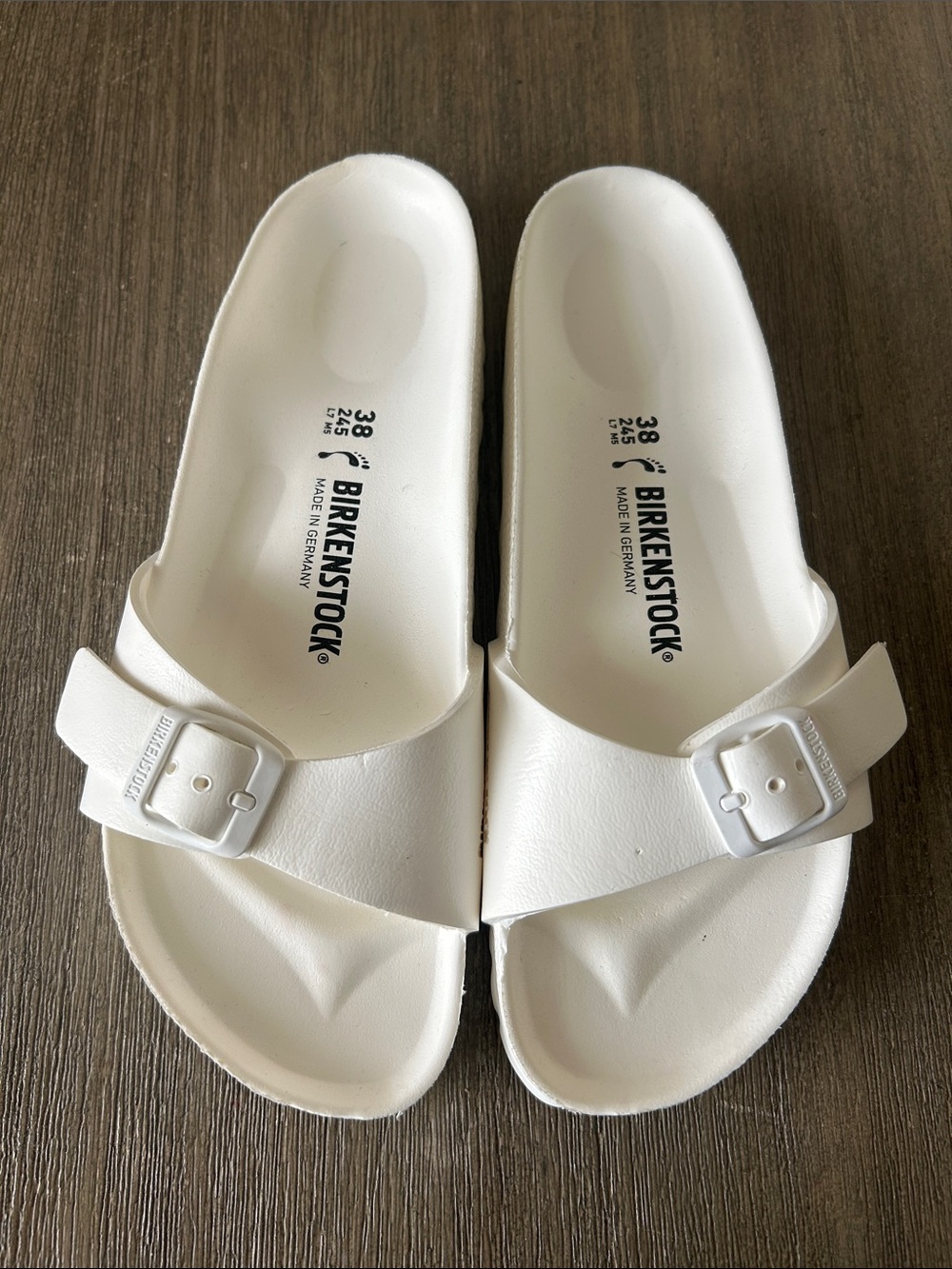 Birkenstock Women White Madrid EVA Slide Sandals, New no Tag, Sz 7.
